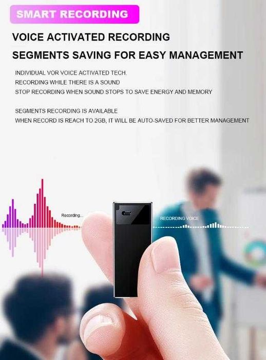 OTG 2хMic 360° DSP Магнитен Шпионски АудиоРекордер Глас Активация 384ч