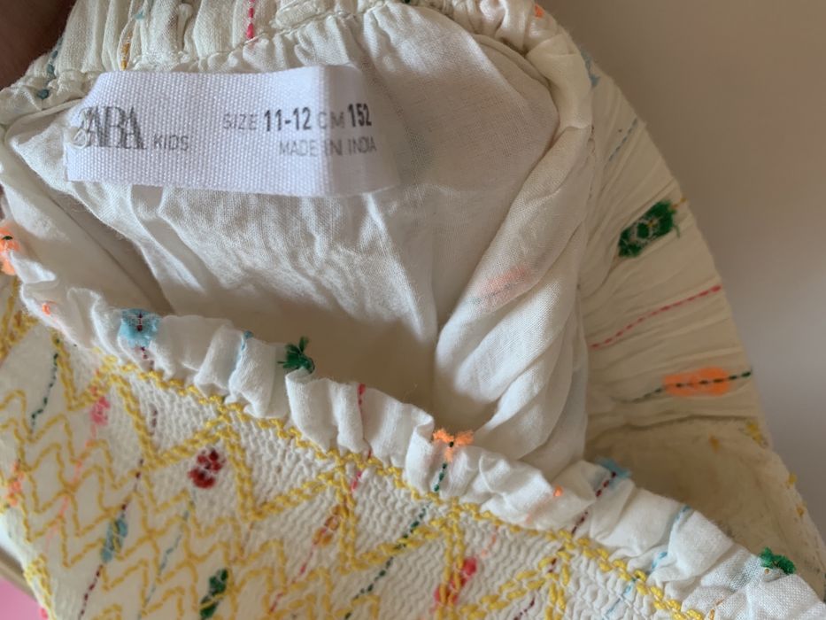 Rochie ZARA de vară alba cu breteluțe, 11-12 ani