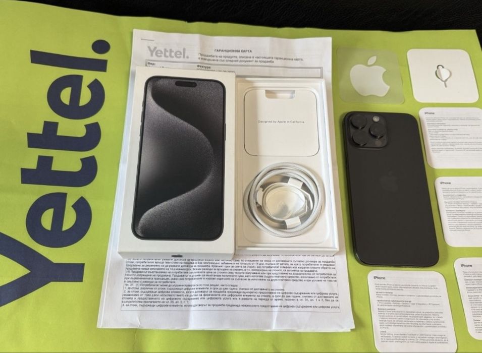 КАТО НОВ 256GB iPhone 15 Pro Max Yettel Гаранция 2026 Black / Черен