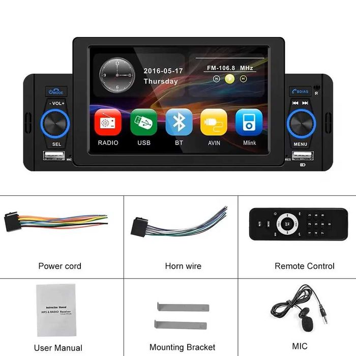 Navigatie universala 1din, Ecran 5″, CarPlay si Android Auto, BT.