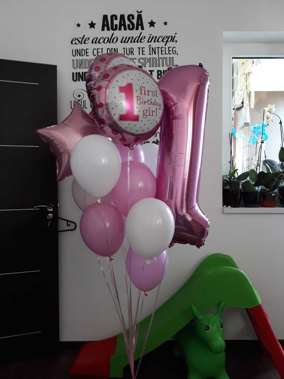 Baloane latex si balon folie cifra 1 an fetita - turta