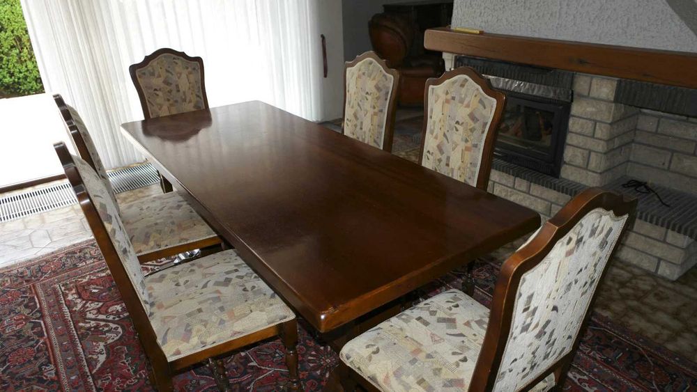 Masa solida stejar masiv cu 6 scaune import Italia blat gros 5 cm.