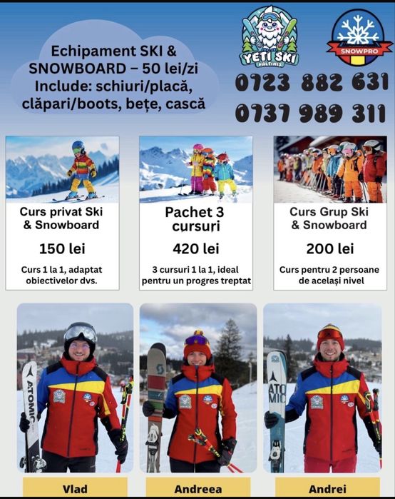 Scoala de ski instructaj cursuri instructor paltinis sibiu  snowboard