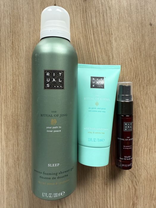 Set Rituals, gel spuma de dus 200ml, scrub 70ml, si ulei spray