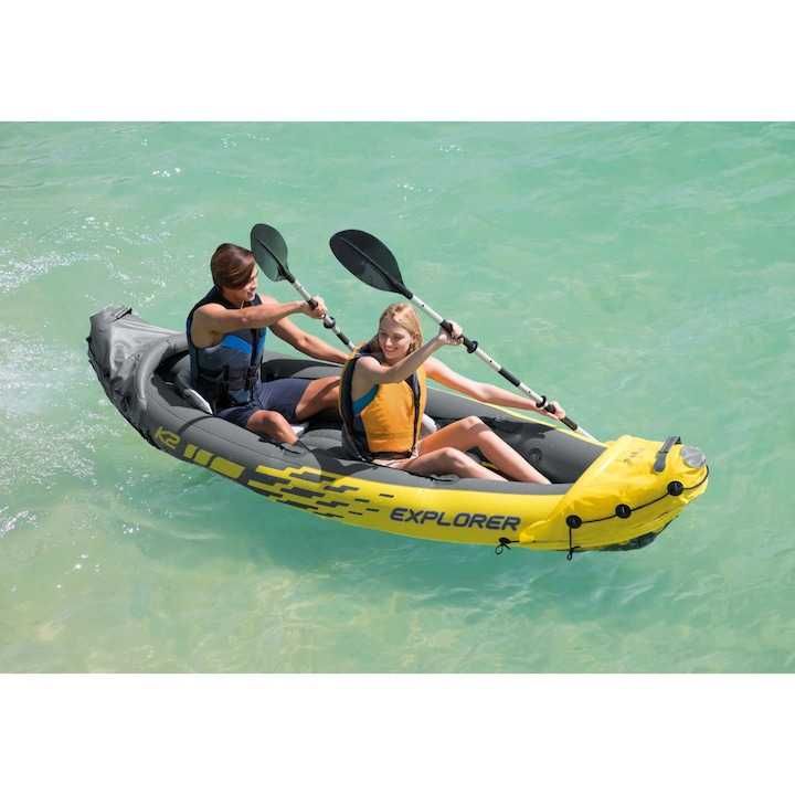 Надуваем двуместен каяк Intex Explorer K2