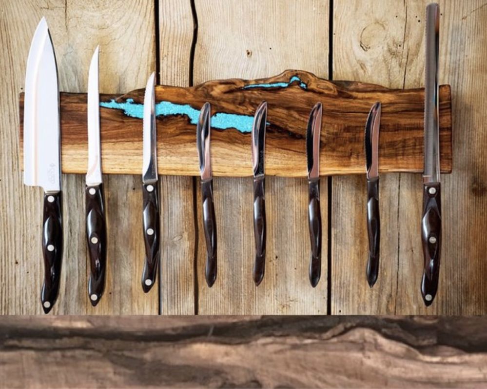 Поставка за ножове магнитен държач за ножове и други уникати от масив