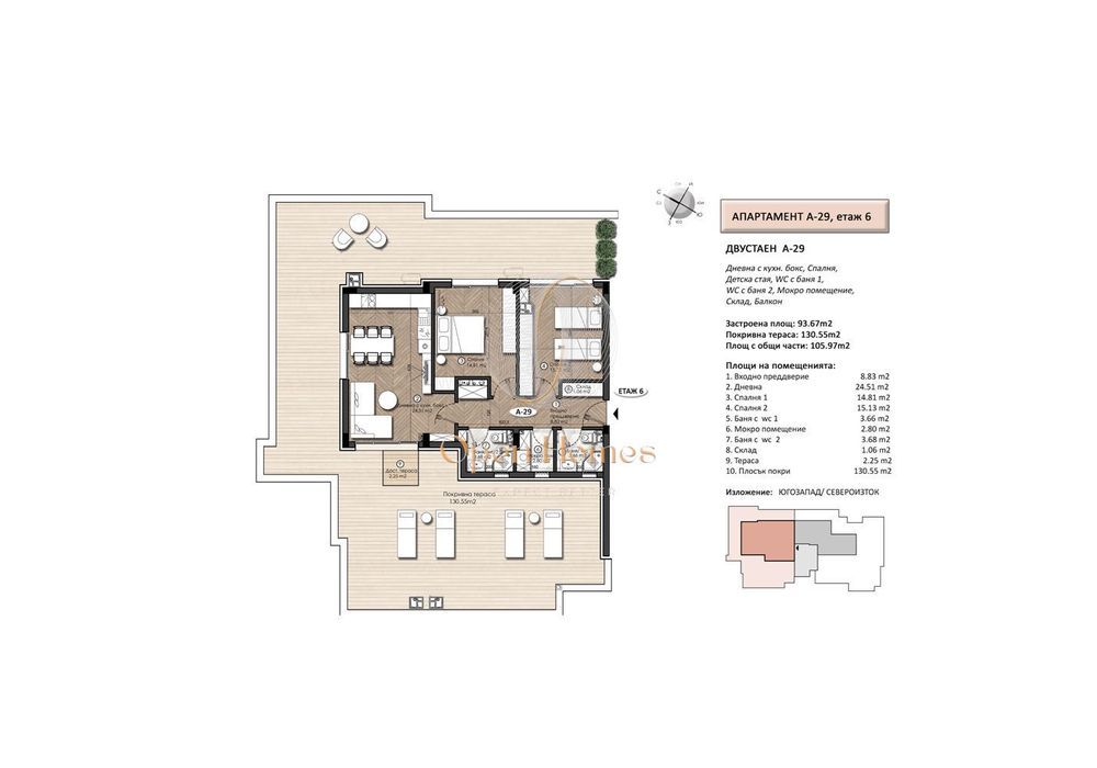 Продава се Тристаен апартамент в София, Малинова долина - 237 кв.м за 1121 €/кв.м - Снимка #1