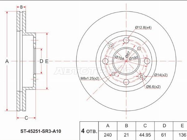 Диск тормозной Honda Civic
