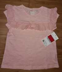 Tricou fata fara maneci bumbac roz cu broderie C&A nou 5 ani