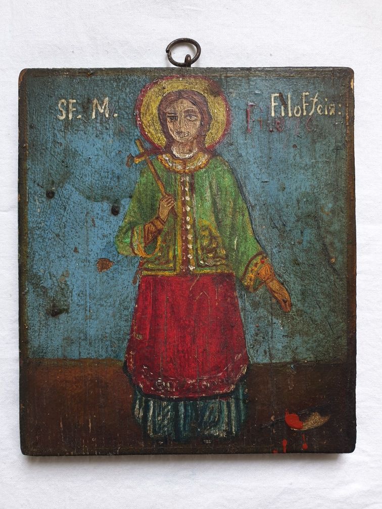 Icoana veche pe lemn, Sfânta Mucenita Filofteia de la Argeș, sec. XIX