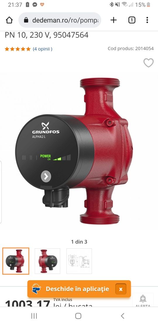 Pompa recirculare grundfos alpha 2 NOU