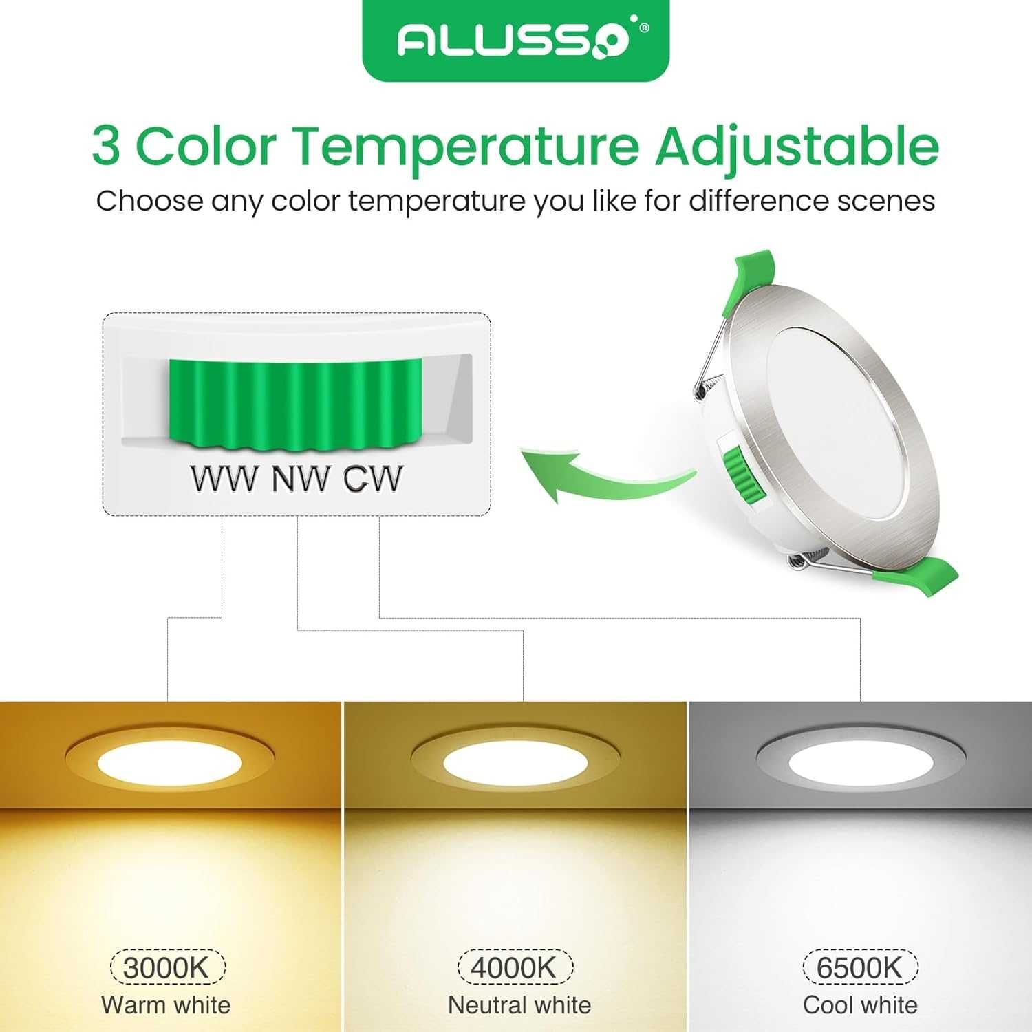 НОВО! LED лунички 4W, димируеми, регулируема светлина, 12 бр/к-кт