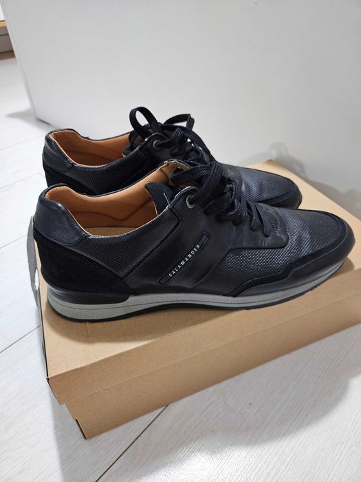 Sneakersi Salamander , barbati, Piele, Negru , ~41 EU