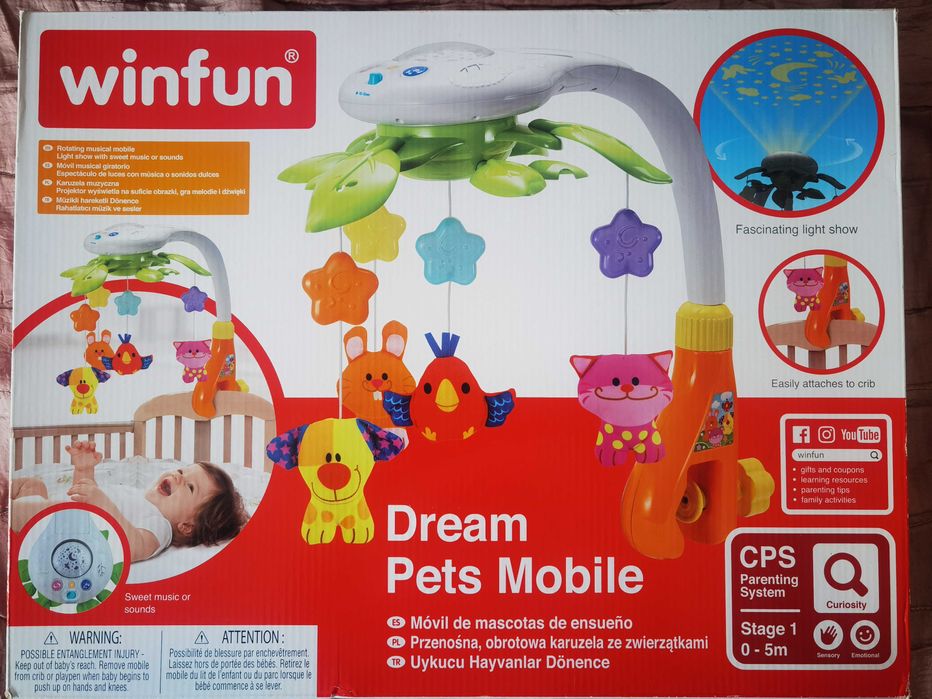 Winfun Dreams Pet Mobile въртележка с лампа за бебешко легло