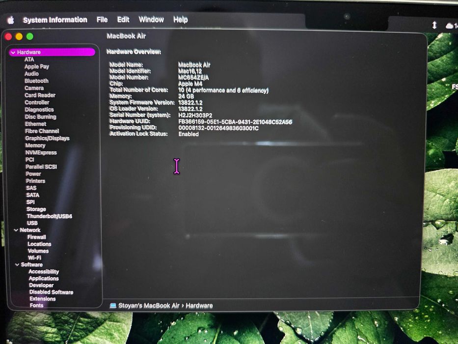 КАТО НОВ Macbook air M4 Гаранция до 31.03.2027