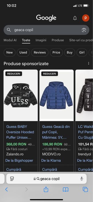 Geaca copil de 10 ani