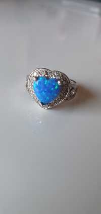 Inel argint cu piatra opal sintetic albastru si inel ametist