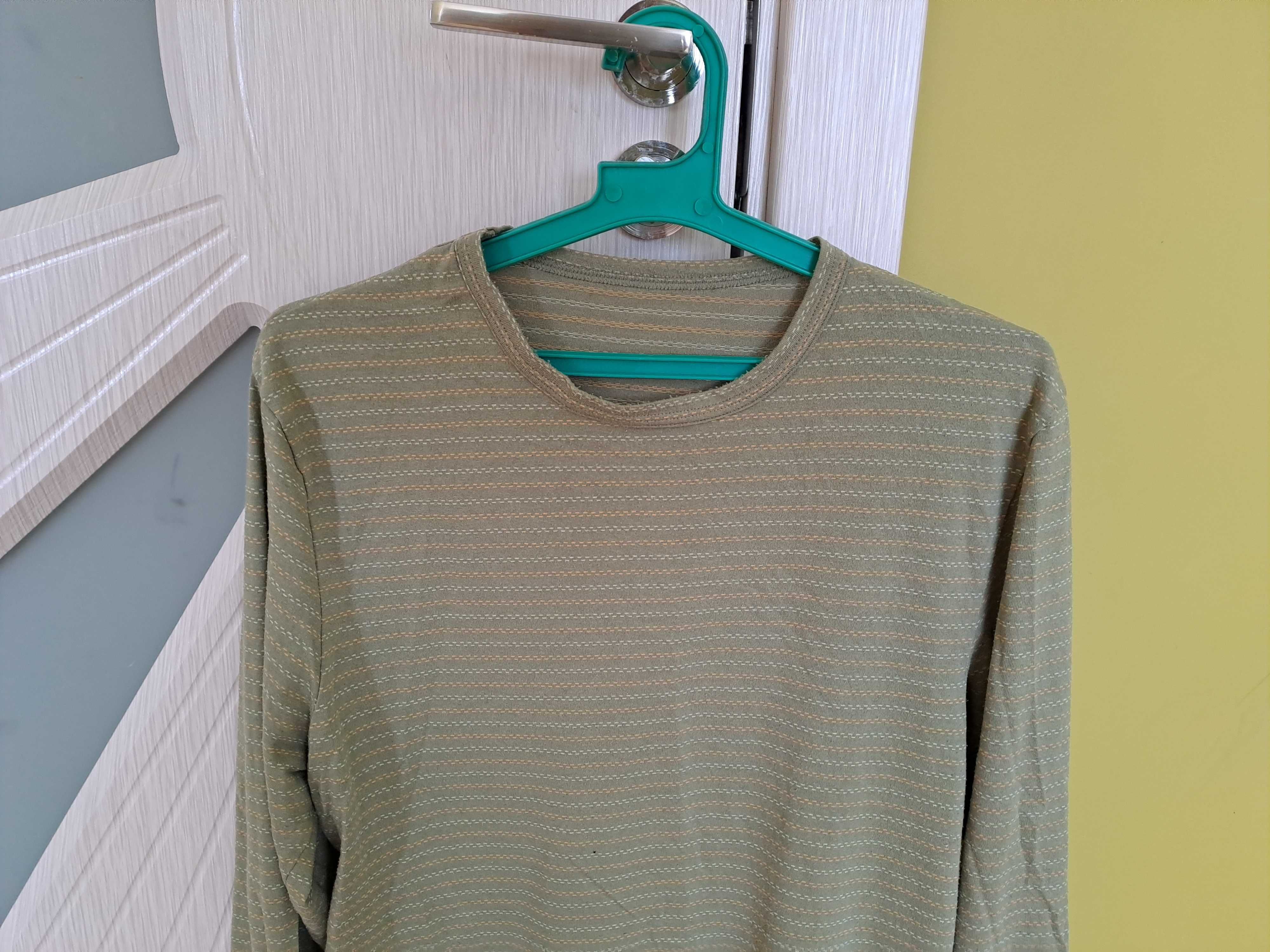 Мъжка блуза тънка цвят "зелено каки" 100 % памук размер М-Л