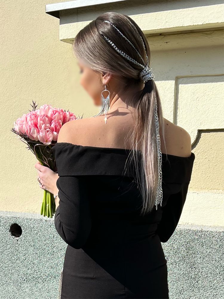 Rochie cu franjuri din margele de sticla (cadou:accesoriu par)