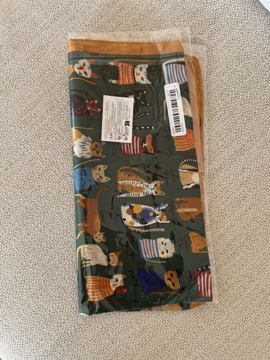 Esarfa cu pisici alb/verde