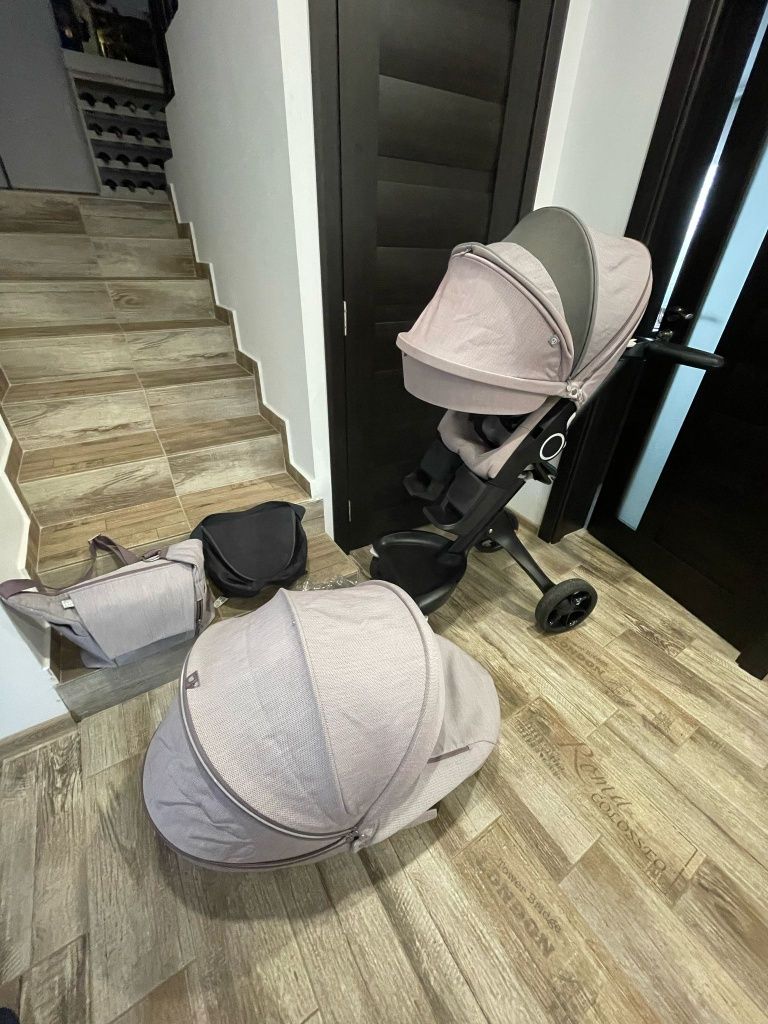 Vând carut 2in 1 Stokke V6 brushed lila
