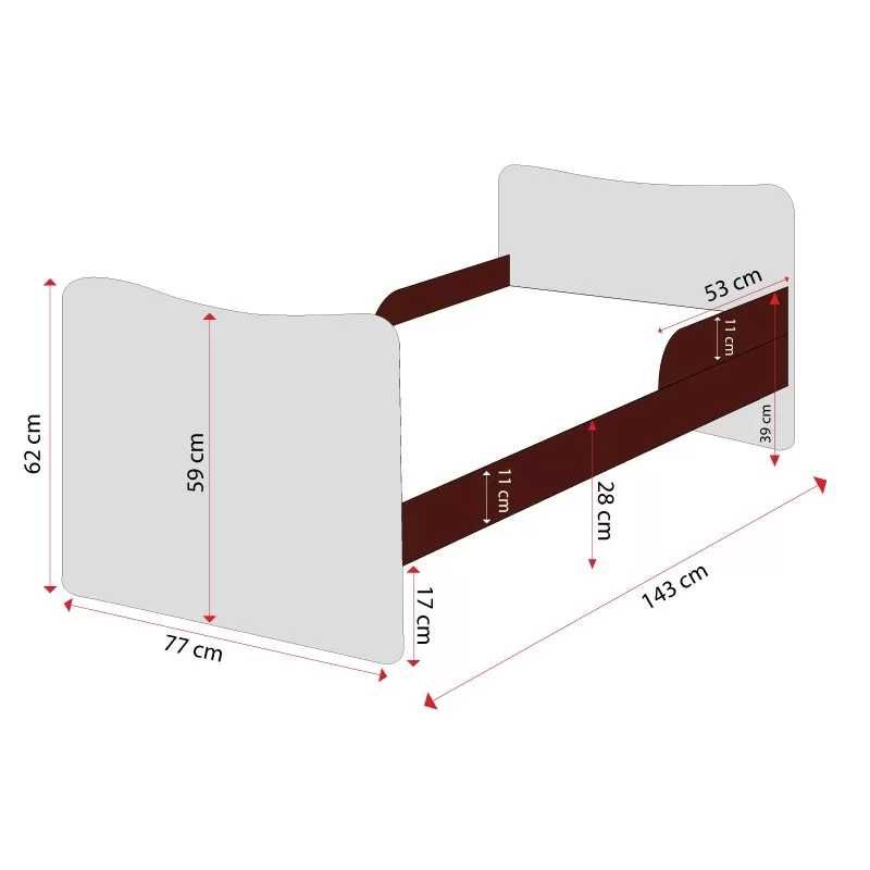 Pat copii, 3-8 ani, Klups girafa, culoare wenge