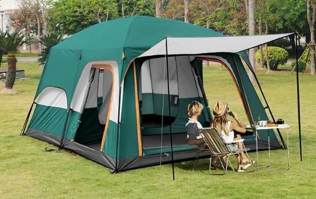 Cort de camping înalt pentru 4 persoane, spațiu confortabil