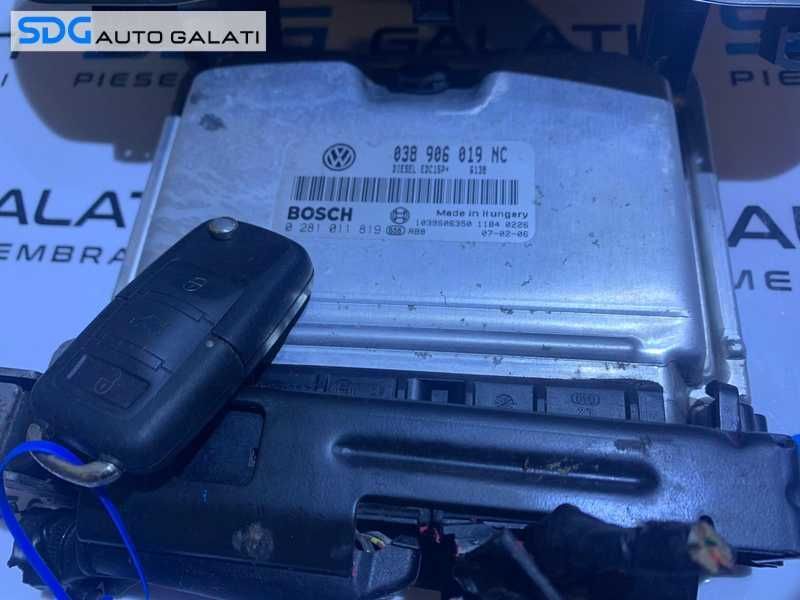 Kit Pornire Complet ECU Calculator Motor Cip Cheie si Ceas Bord cu Imobilizator VW Polo 9N 1.9 TDI AXR 2002 - 2008 Cod 038906019NC 0281011819 [LR0079]