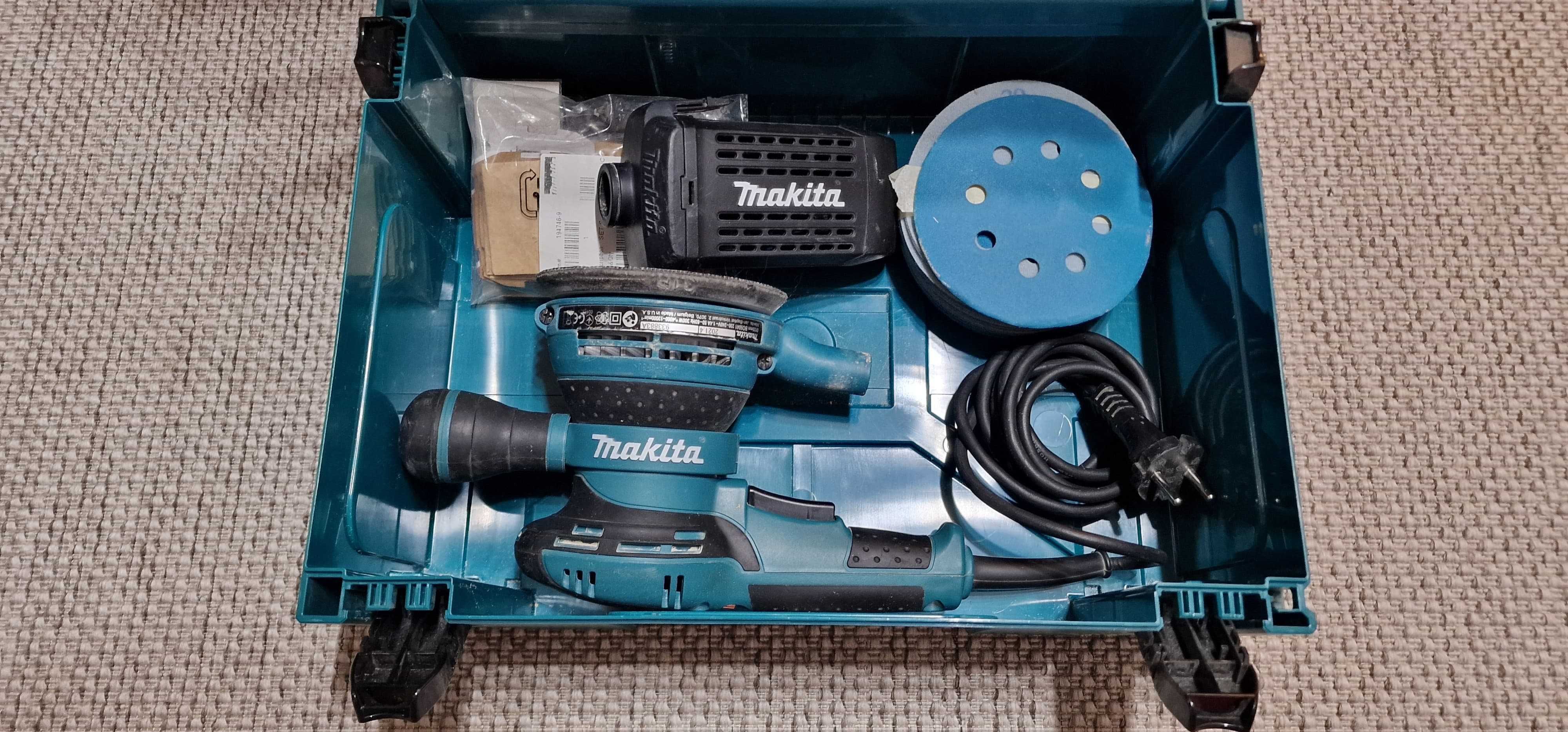 Makita BO5041, 300 W, 125 mm + Makita MAKPAC TIP2 + 50 discuri P150