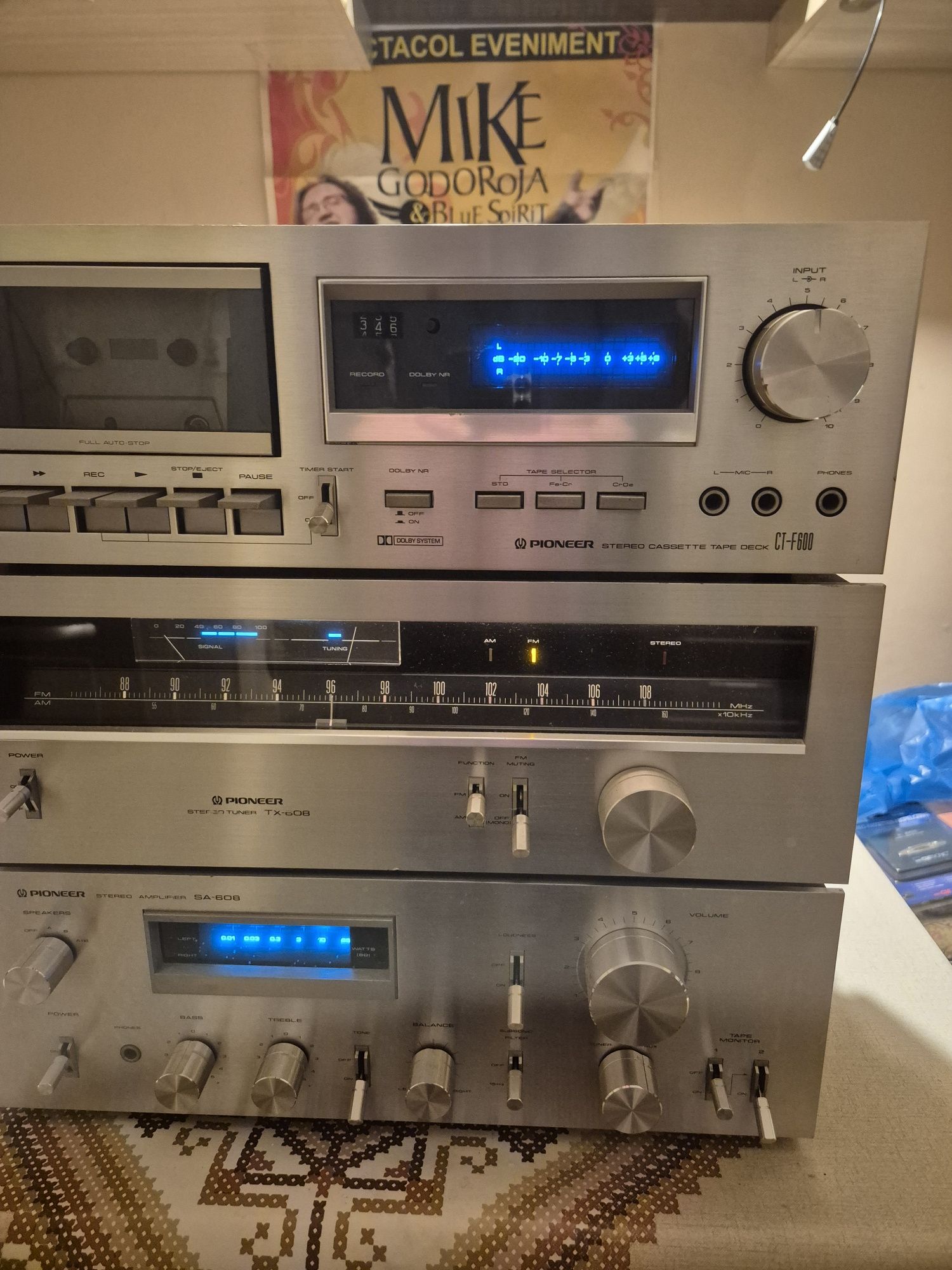 Pioneer SA608 blue linie amplif tuner deck (akai sony)