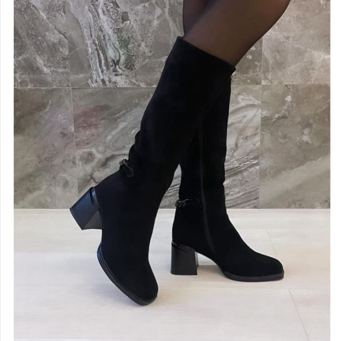 Сапоги женские замшевые