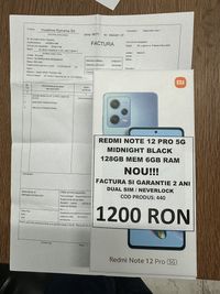 Amanet No Limit: Redmi Note 12 Pro 128GB 6GB RAM Garanție și Bon