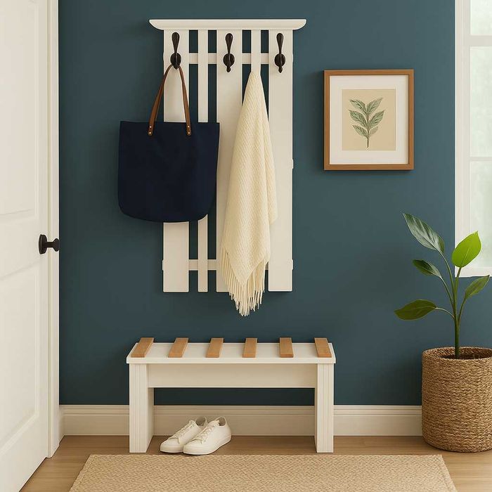 Set bancuta si cuier din lemn masiv Constanta