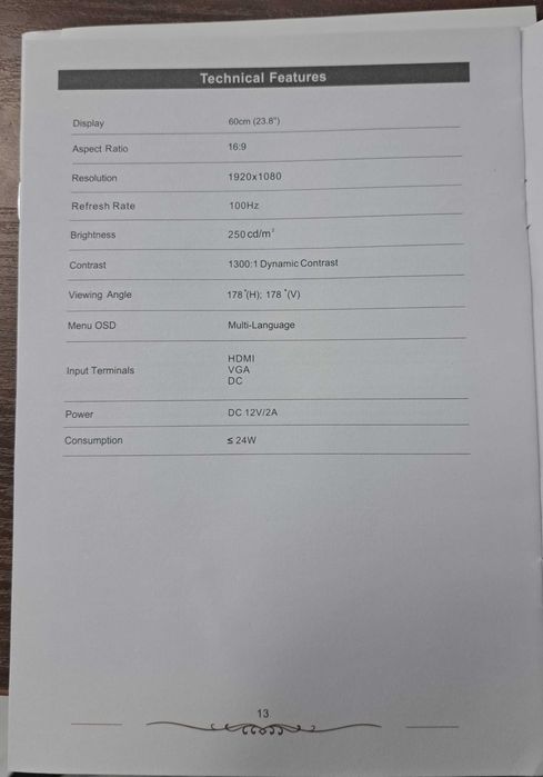 Монитор ZIFFLER 24ZW3000 24 FullHD 100 Hz IPS