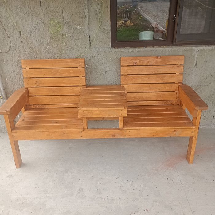 Banca rustica din brad lăcuită