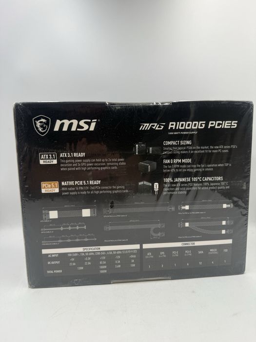 Sursa MSI MAG MPG A1000G PCIE5, 80 Plus Gold, 1000W Sigilata P