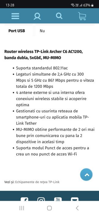 Vind router wireless TP link Archer C5 Ac 1200 ca nou!!!