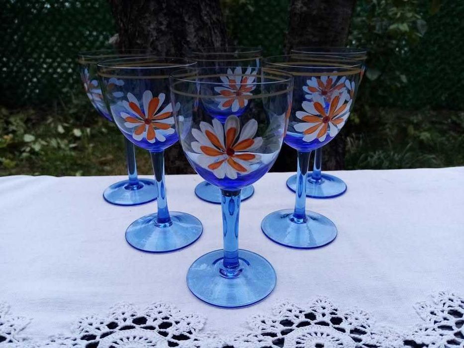 Сервиз за ракия - синьо стъкло
