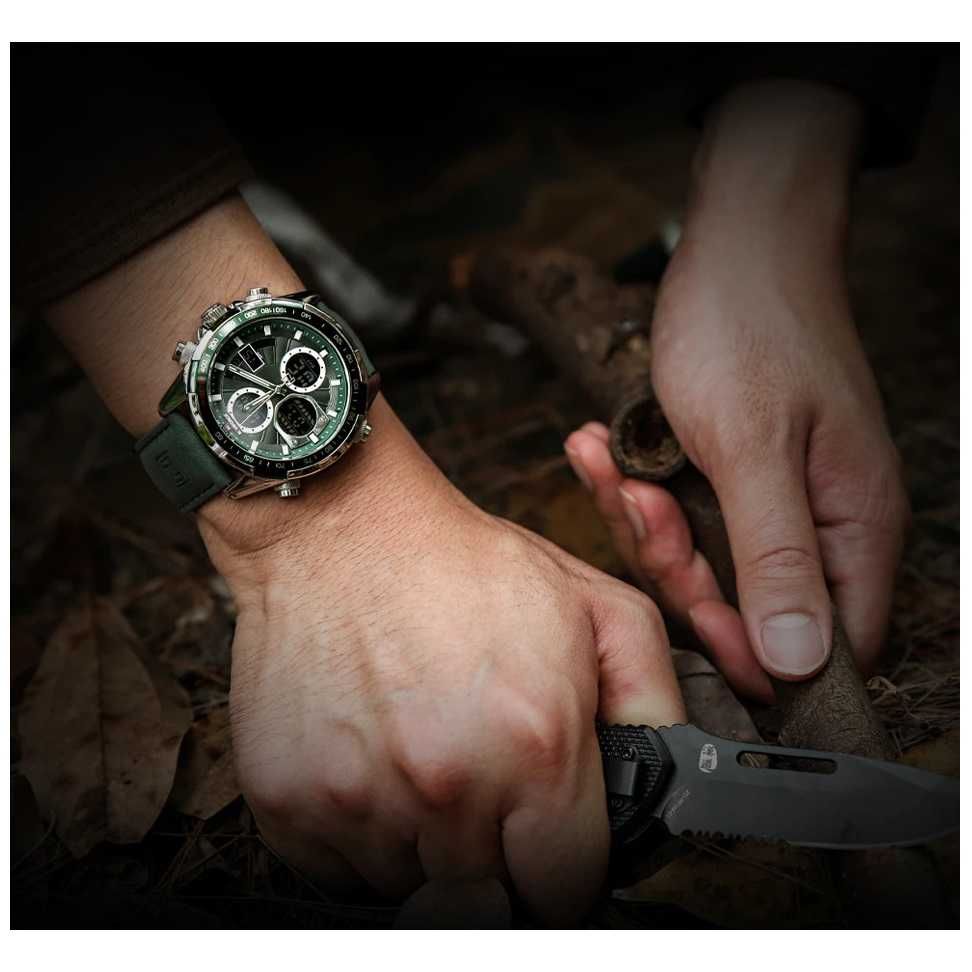 Мъжки часовник Naviforce Military Watch, Сребрист / Зелен