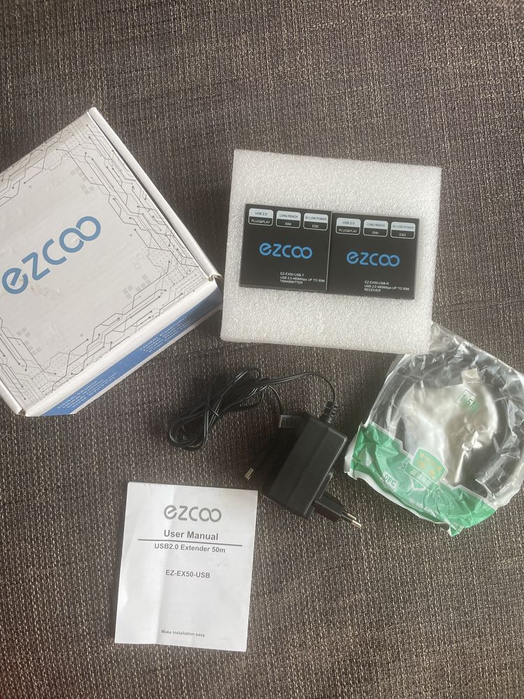 EZCOO USB 2.0 Extender 50m USB Hub Via Ethernet Cat5e/Cat6