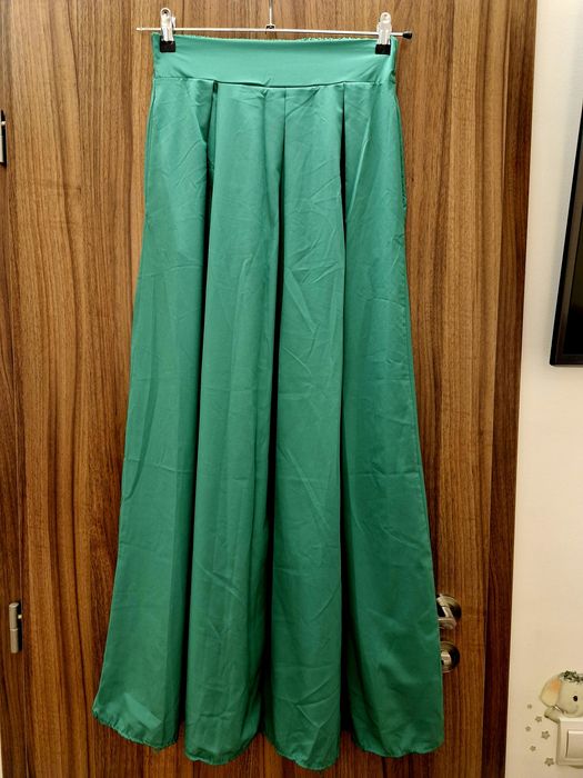 Дамски дълга пола с висока талия - зелена