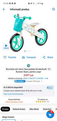 Bicicleta fara pedale copii