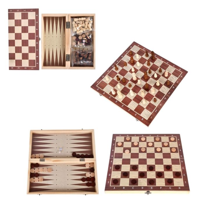 Joc Table cu Șah și zaruri 35 cm piese și puluri plastic, noi