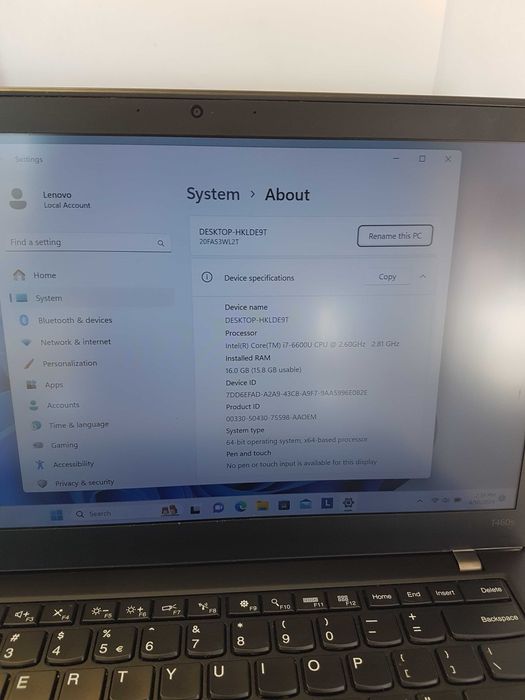 Lenovo ThinkPad T470S Intel® Core™ i7-6600U incomplet la 300 lei