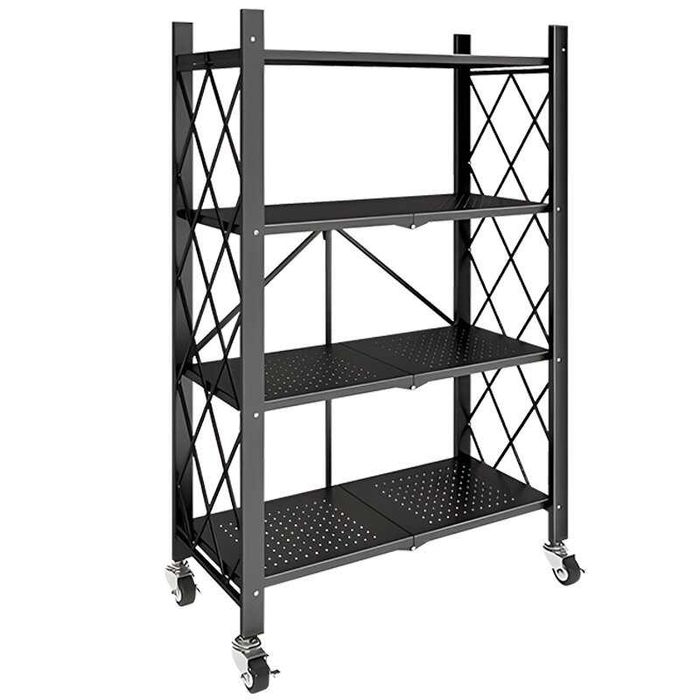 Стелаж, сгъваем, с колелца 125 x 71 x 34, 4х40кг - черен