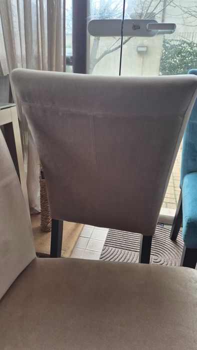 6 scaune velvet cu picioare din lemn