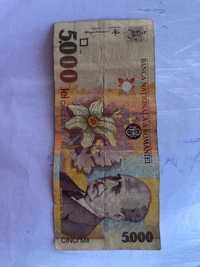Vand bancnota 5000 lei Lucian Blaga 1998