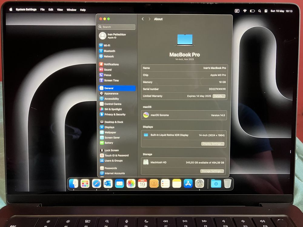 Apple Macbook Pro 2023 14” M3 Pro 18RAM 512 SSD 11C/14G BLACK
