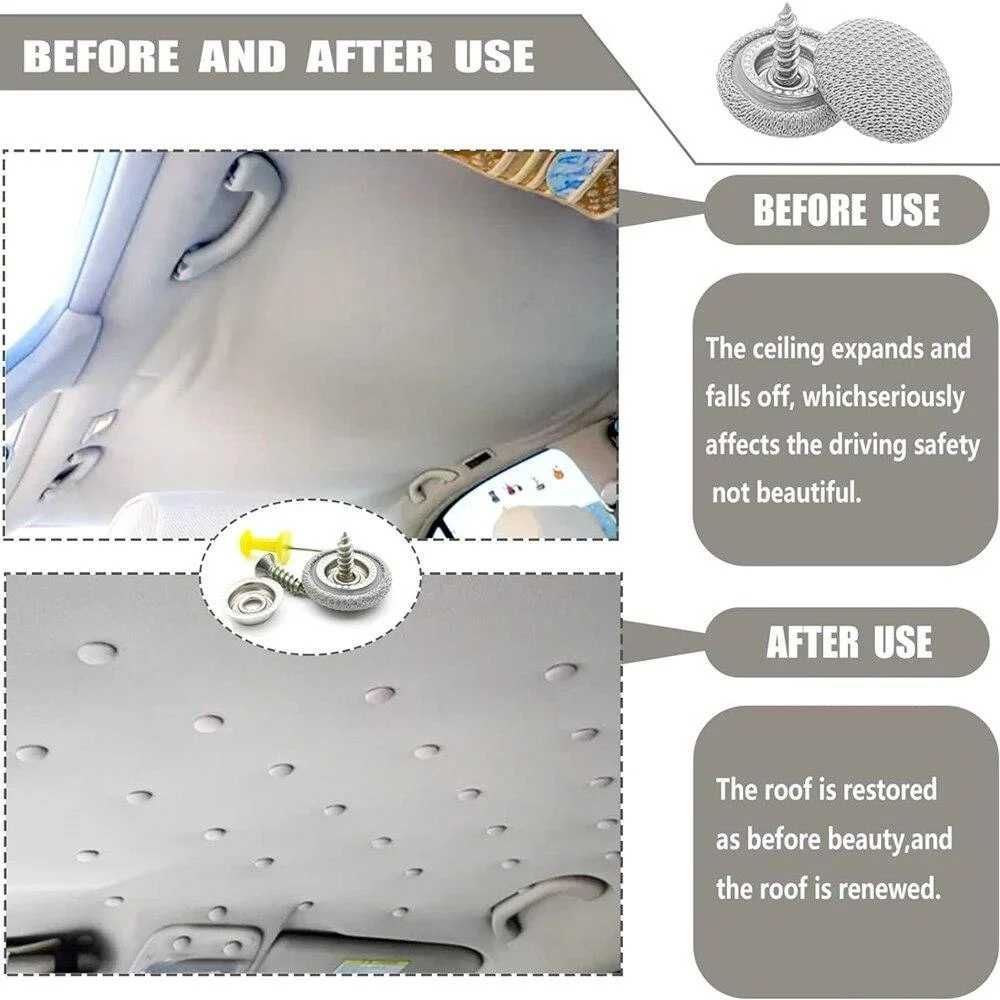 Set de 60 capse pentru reparat plafon auto, usor de instalat, GRI