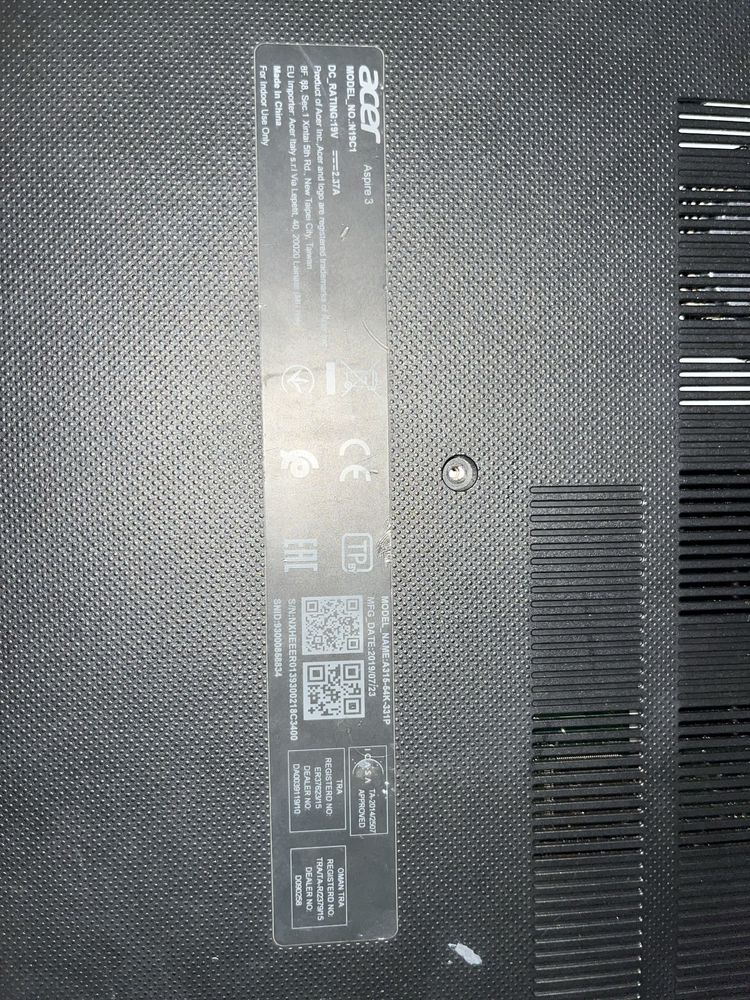 Ноутбук, Acer Aspire 3, intel core i3, модель A315-54K-347P.